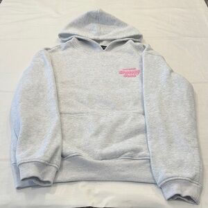 White Fox womans Gray sweatshirt/Hoodie with Pink. Size xs/s